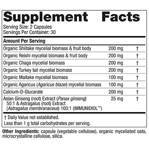 Immune Mushroom Complex – 60 Cápsulas – Suporte Adaptogênico – Mistura de Vários Cogumelos – Bem-Estar Ótimo – Não-OGM – Certificado Vegano – 30 Porções - Nordic Naturals