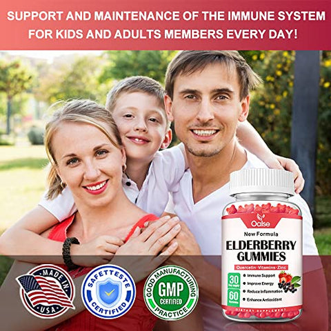 OALSE - Gomas de Sabugueiro Orgânicas para Crianças e Adultos – Sambucus Gomas de Sabugueiro Preto com Zinco e Vitamina C