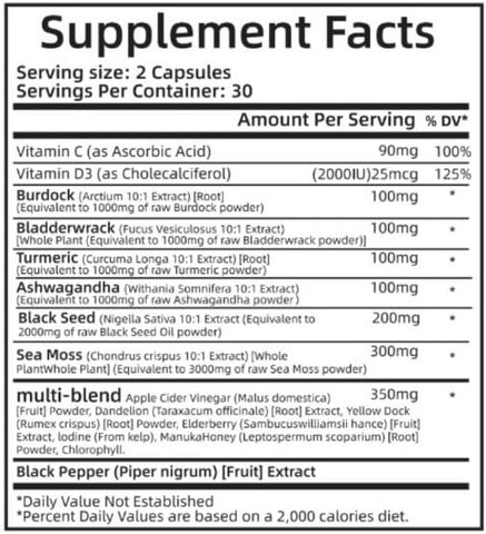 VitalEons - Sea Moss, Óleo de Semente Negra e Ashwagandha – Benefícios para a Saúde e Bem-Estar