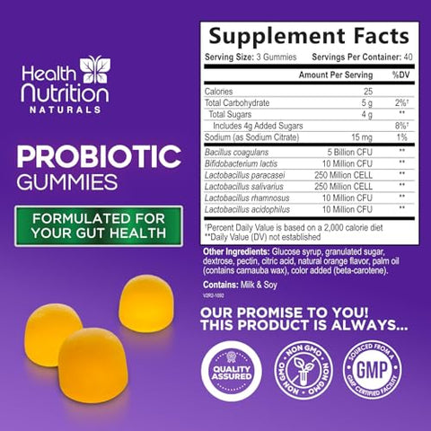 Health Nutrition Naturals - Probióticos para Saúde Digestiva – Gomas Probióticas Diárias para Mulheres | Marca: Probiotic+ | 60 g