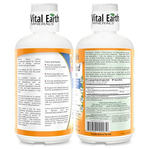 Suplemento de Ácido Fúlvico com 70 Minerais Traços, Eletrólitos para Recuperação e Equilíbrio – Líquido - Vital Earth Minerals