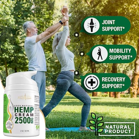 NEW AGE - Creme de Hemp New Age Ajuda a Aliviar Desconforto nos Joelhos, Articulações e Lombar – Extrato Natural de Hemp – Fabricado nos EUA – Creme de Hemp 120ml (Pacote com 2)