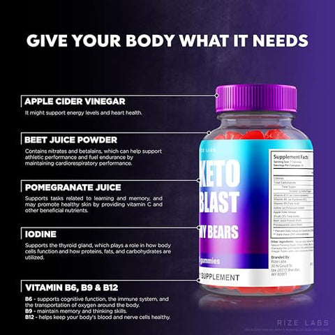 rize labs - Keto Blast ACV Gummies – Fórmula Avançada de Perda de Peso (60 Gummies)