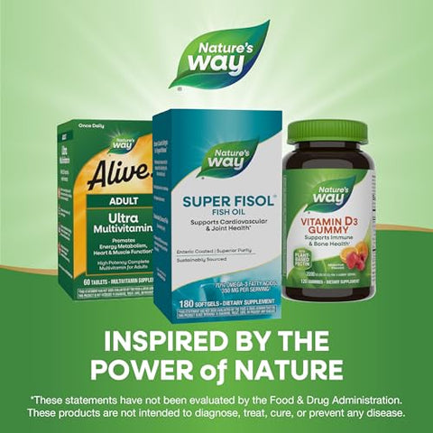 Nature's Way - Óleo de Peixe Premium Super Fisol da Nature’s Way, Fonte Sustentável, Testado para PCBs, Metais Pesados e Impurezas, 70% EPA/DHA, 180 Softgels