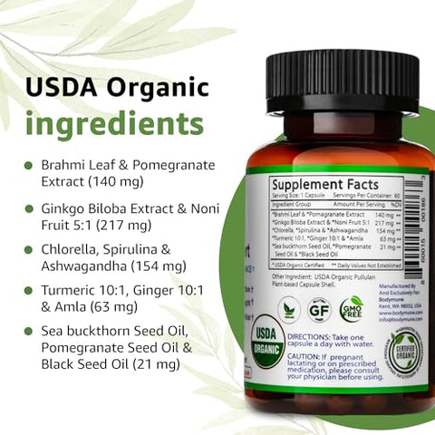 Bodymune - MemorySupport: Suplemento para Memória, Fadiga Mental – 60 Dias de Fornecimento