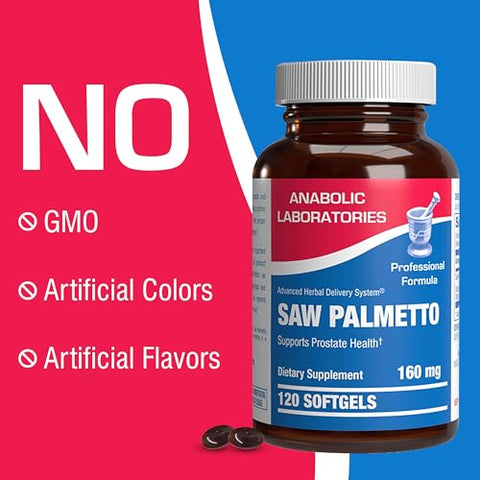 Saw Palmetto para Homens – 160 mg de Extrato de Bagas de Saw Palmetto para Queda de Cabelo e Saúde Urinária e da Próstata - Anabolic Laboratories