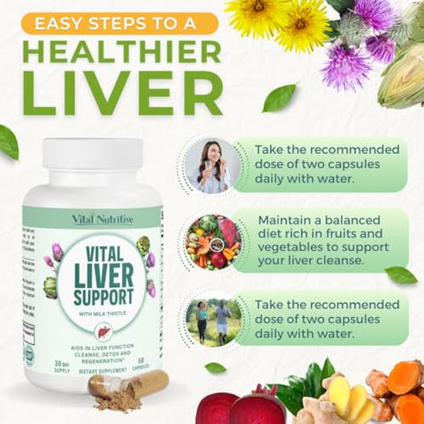 VITAL NUTRITIVE - Vital Liver Support – Limpeza Premium do Fígado para Desintoxicação – Marca Vital