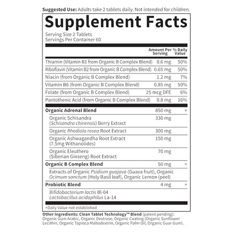 mykind Organics Adrenal Daily Balance – Ervas Adaptogênicas Ashwagandha, Manjericão Sagrado, Complexo B – 60 cápsulas - Garden of Life