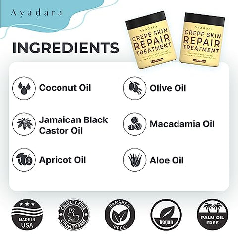 AYADARA - Tratamento Reparador para Pele Enrugada 240ml, Loção Firmadora para Pele Flácida, Creme Corretor de Rugas e Colágeno para Reafirmar a Pele do Corpo, Creme Anti-Rugas para Rosto, Pescoço, Braços e Pernas, 500 Utilizações