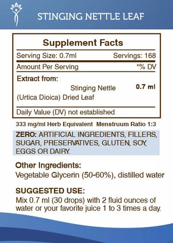 Secrets of the Tribe - Segredos da Tribo – Tintura sem álcool de Folha de Urtiga (Glicerina) 694 mg Urtiga (Urtica Dioica) Folha Seca (120 ml) Alívio de Alergia