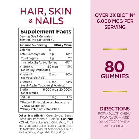 Generic - Optimal Solutions Advanced Hair, Skin, Nails – 2X Biotina Compatível com Nature’s Bounty – 80 Comprimidos – Sabor Morango – Marca Optimal Solutions