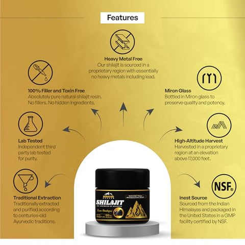 MINERALS HEAVEN - Resina Orgânica de Shilajit Puro do Himalaia – 600mg Potência Máxima com 85 Minerais Traços – Marca: [Nome da Marca]