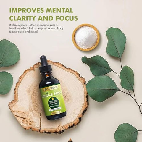 Suplemento Orgânico de Iodo Nascente Iodine Edge Avançado em Gotas para Suporte da Tireoide, Energia Aumentada e Função Cognitiva - Go Nutrients