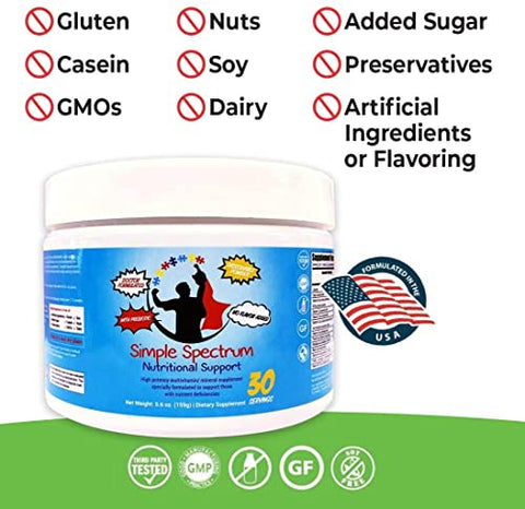 Suplemento Vitamínico Simple Spectrum, Suporte Nutricional, Sem Açúcares Adicionados ou Ingredientes Artificiais – 100g