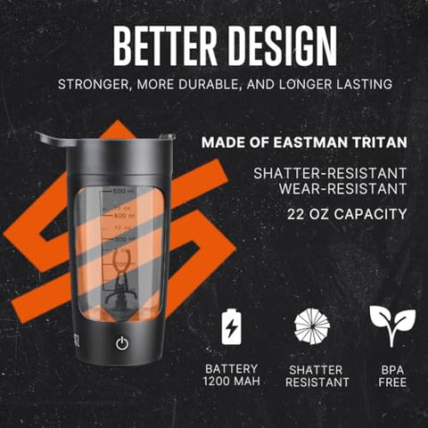 Garrafa Shaker Elétrica 22 Oz – Liquidificador Automático Recarregável para Shake de Proteína, à Prova de Vazamentos - SQUATZ