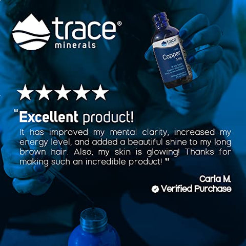 Cobre Líquido Iônico 3 mg | Enzima Antioxidante | Suporta Saúde do Sangue, Ossos, Nervos e Metabolismo | 60 ml, 48 Porções | Marca: Trace Minerals - Trace Minerals
