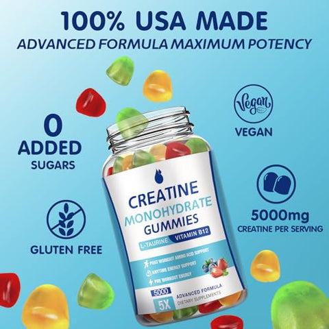 MaxHemp - Gummies de Creatina Monohidratada para Homens e Mulheres Complexo 5000mg – 160 Gummies, Gomitas Creatina 5g Suplemento de Creatina Monohidratada Mastigável para Aumentar o Foco, Força Muscular, Resistência