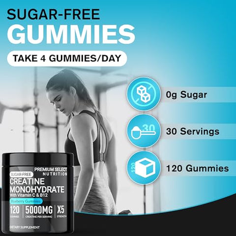Premium Select Nutrition - Gomas de Creatina para Homens – Potencialize seus resultados – 60g