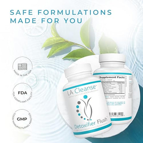 LA Cleanse - Detoxificador Flush Suplemento Detox – 100 Cápsulas – 137,5 mg Raiz de Hydrastis canadensis com Pó de Raiz de Arctium lappa, Raiz de Rumex crispus
