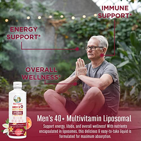Multivitamínico Liposomal Masculino 40 | Suporte Hormonal | Absorção Ultra | Suporte Imunológico | Saúde Reprodutiva | Energético para Homens | Não OGM | Vegano - MaryRuth Organics