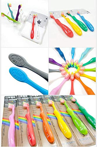 THE TWELVE - Escova de Dentes Infantil TheTwelve para 3-8 Anos Cores do Arco-Íris Embalagem com 12 Unidades