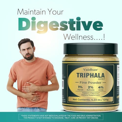 Vaidban - Triphala Amrit Pó Fino – Suplemento Herbal com Amla, Bibhitaki, Haritaki, Digestão | 100g