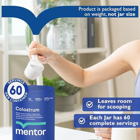 Suplemento em Pó de Colostro Orgânico Bovino para Saúde Intestinal, Crescimento Capilar, Beleza e Suporte Imunológico – Proteína de Colostro - Mentor