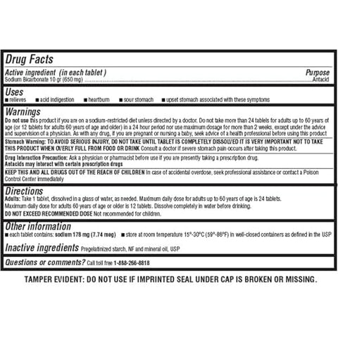 Graxcell - Tabletes de Bicarbonato de Sódio USP 650mg (10 Grãos) | Alívio de Indigestão Ácida, Azia, Má Digestão