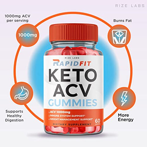 rize labs - (3 Pacotes) Gomas RapidFit Keto – Rapid Fit Keto ACV Gummies para Perda de Peso Avançada com Vinagre de Maçã – Suplemento de Gomas RapidFit Keto para Queima de Gordura Abdominal Extra Forte – Gomitas de Alta Potência