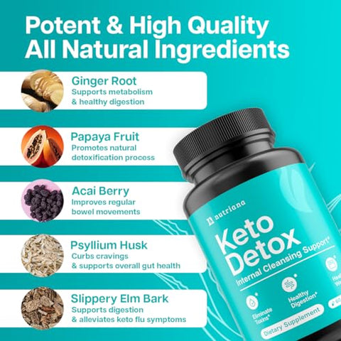 Nutriana - Keto Detox Cleanser – Suplemento de Fígado em Cápsulas Keto para Homens