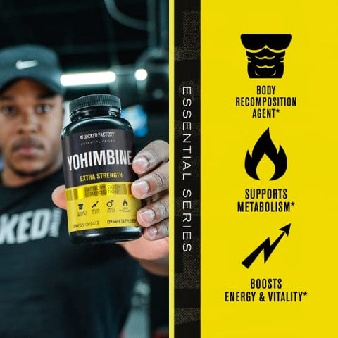 Yohimbine Extra Strength: 270 Cápsulas – Extrato Premium de Casca de Yohimbe para Usuários Experientes – Recomposição Corporal, Energia - Jacked Factory