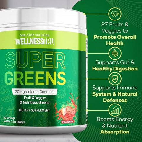 Wellness Tru - Pó Verde Superfood – Suporte Digestivo com Spirulina e Chlorella | Marca: Digestive Support | 100g