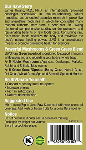 Raw Green Superfood 360g, 60 porções, Vegano, Sem Glúten, Não-OGM, Kosher - Juvo