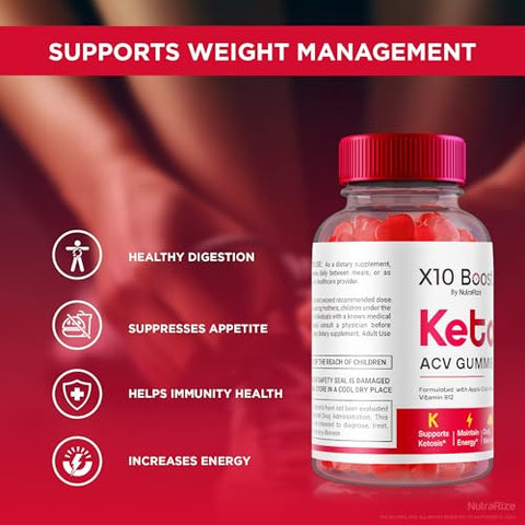 NutraRize - (2 Pacotes) X10 Boost Keto ACV Gummies Avançado para Perda de Peso, Gomas X10 Keto Boost, Goma X10 Boost Keto ACV, XTen Keto, Avaliações X10Boost Keto ACV, Gomas X10 Ketosis Boost ACV
