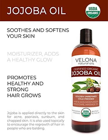 velona - Óleo de Jojoba Orgânico Certificado pelo USDA – 946 ml (Com Bomba) | 100% Puro e Natural | Dourado, Não Refinado, Extraído a Frio, Livre de Hexano
