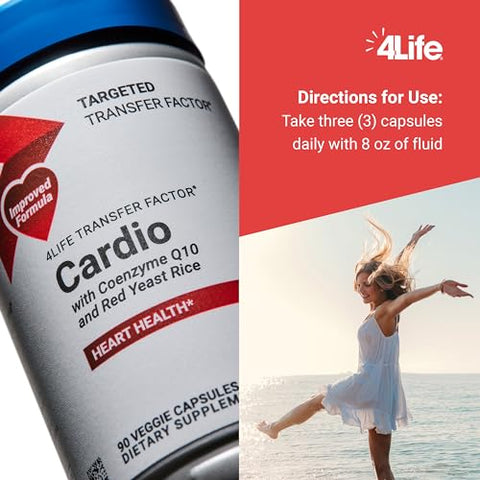 Transfer Factor Cardio – Suporte Sistêmico Direcionado com Ginkgo Biloba, Alho, Arroz de Levedura Vermelha e Resveratrol – 90 Cápsulas - 4Life