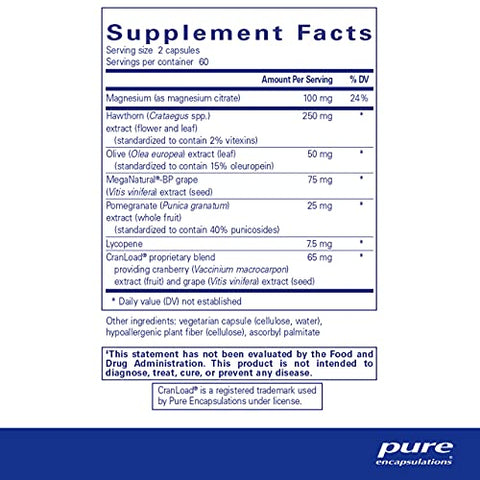 Vascular Relax | Combinação Hipoalergênica para Relaxamento Vascular Saudável e Saúde Circulatória Geral | 120 Cápsulas - Pure Encapsulations