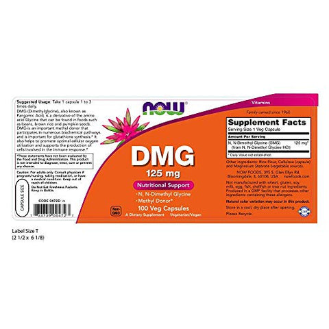 NOW Foods - Now Foods – DMG 125 mg 100 caps (Pack of 3): Compre Online | Frete Grátis | Produto Original