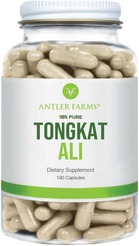 Extrato Puro de Tongkat Ali 200:1, 180 Cápsulas, 500mg – Raízes Envelhecidas de Eurycoma Longifolia da Indonésia – Suporte à Saúde Masculina, Vegano, Sem Glúten, Soja e - Antler Farms