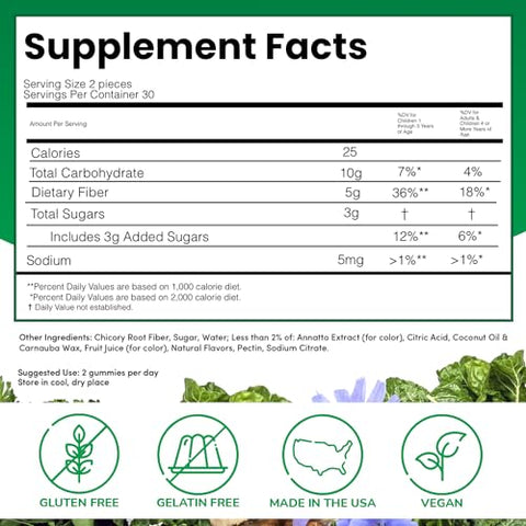 V ITAMINA - Fiber Gummies – Suplemento de Fibra Alimentar 5g para Saúde Digestiva