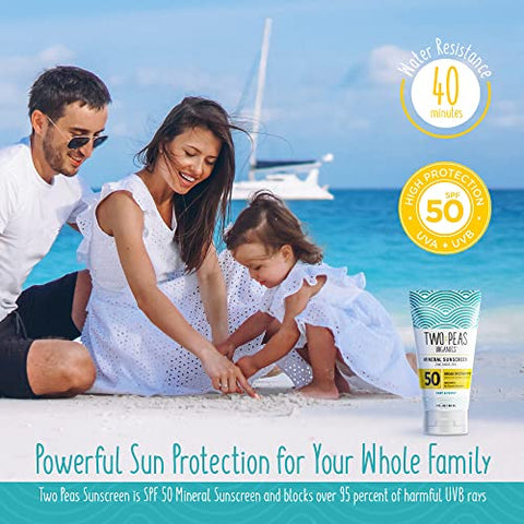 Two Peas Organics - Protetor Solar Orgânico Natural FPS 50 – Seguro para Recifes de Corais – Bebê, Criança – 100ml