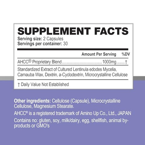 Papillex - AHCC Suplemento – Força Máxima – Extrato Natural de Suporte Imunológico – Mantém a Atividade das Células Assassinas Naturais – 20 Estudos de Pesquisa Humana – 60 Cápsulas Vegetais (1 Pacote)