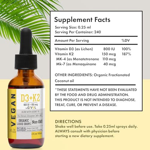 GIVOL - Vitamina D3 K2 Líquida (MK4) – Gotas Potentes para Saúde Óssea – Marca em Destaque