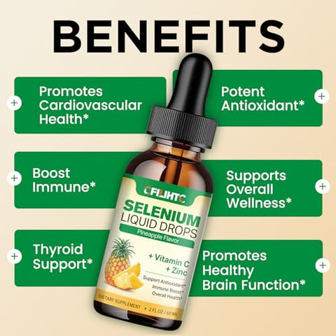 CFILIHTC - Selenium Liquid Drops – Suplemento Líquido de Selênio 200mcg com Vitamina C