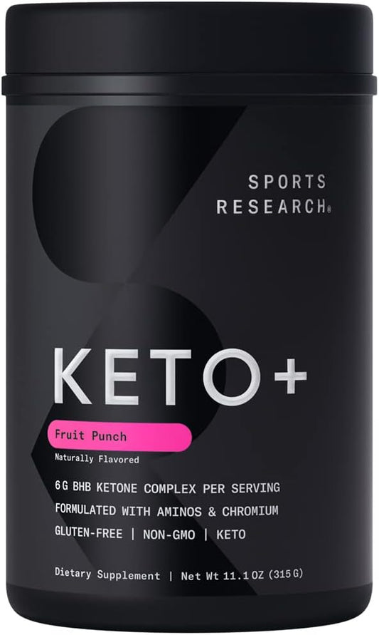 Keto Plus Exogenous Ketones com goBHB – 30 Porções | Pó de Eletrólitos Keto para Hidratação, Energia, Foco | 30 Serviços | Pó de Eletrólitos Keto para Hidratação, Energia, Foco - Sports Research