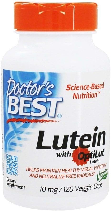 Doctor's BEST - Doctors Best Lutein com Optilut 10mg 120 Cápsulas Vegetarianas – Melhor Marca de Luteína