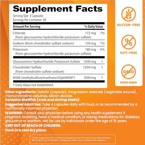 Doctor's BEST - Doctor’s Best Glucosamina Condroitina Msm com Cápsulas OptiMSM, Suporta Estrutura e Função Saudáveis das Articulações
