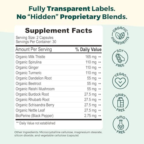 EdenBoost - AlphaCleanse | Fórmula Detox para Saúde do Fígado com 12 Superfoods Orgânicos. Cardo Mariano, Raiz de Dente-de-Leão, Raiz de Bardana. Suporte para Desintoxicação, Saúde do Fígado e Digestiva
