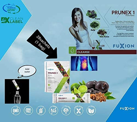 Cekaso - FuXion Prunex 1 – Chá Detox Sabor Ameixa, Melhore seu Trânsito Intestinal (28 Sticks)