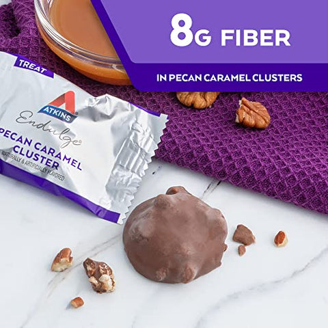 Clusters de Caramelo e Nozes Pecan, Sobremesa Favorita, Rico em Fibras, Baixo Carboidrato, 2g Açúcar, 60 Unidades - Atkins